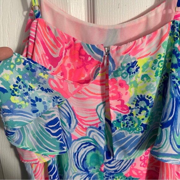 Lilly Pulitzer Lexi dress in "Beach Please," size M, slip dress, flounce overlay - Picture 13 of 14